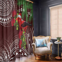 Christmas Hawaii with I'iwi Bird Window Curtain Aloha Mele Kalikimaka - Oxblood Art LT9 - Polynesian Pride