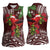 Christmas Hawaii with I'iwi Bird Women Sleeveless Polo Shirt Aloha Mele Kalikimaka - Oxblood Art