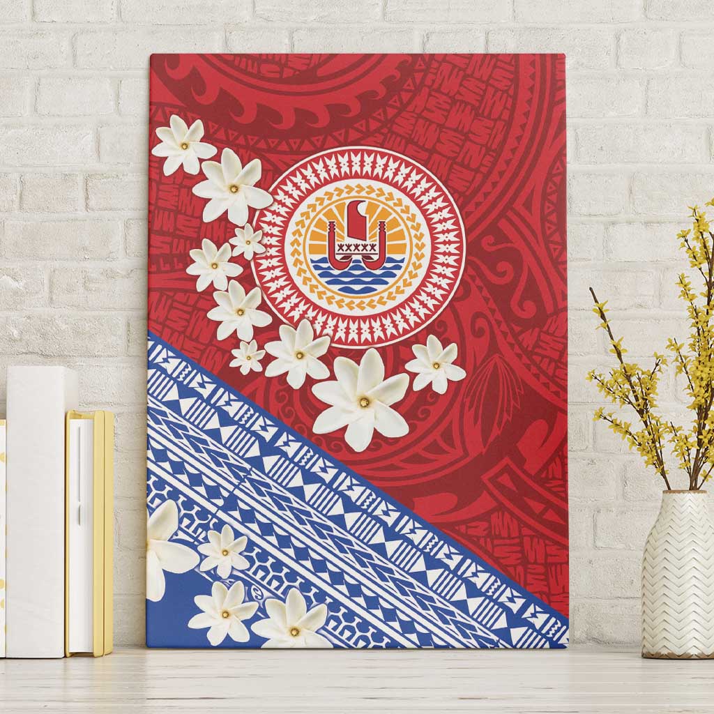 French Polynesia Canvas Wall Art Tahitian Tiare Flowers Tribal