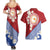 French Polynesia Couples Matching Summer Maxi Dress and Hawaiian Shirt Tahitian Tiare Flowers Tribal