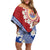 French Polynesia Family Matching Off Shoulder Short Dress and Hawaiian Shirt Tahitian Tiare Flowers Tribal