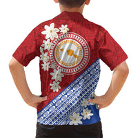 French Polynesia Family Matching Short Sleeve Bodycon Dress and Hawaiian Shirt Tahitian Tiare Flowers Tribal