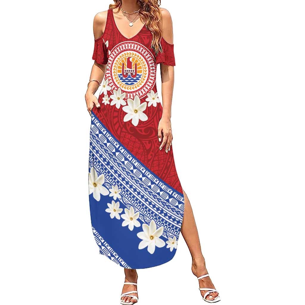 French Polynesia Family Matching Summer Maxi Dress and Hawaiian Shirt Tahitian Tiare Flowers Tribal