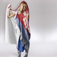 French Polynesia Hooded Blanket Tahitian Tiare Flowers Tribal