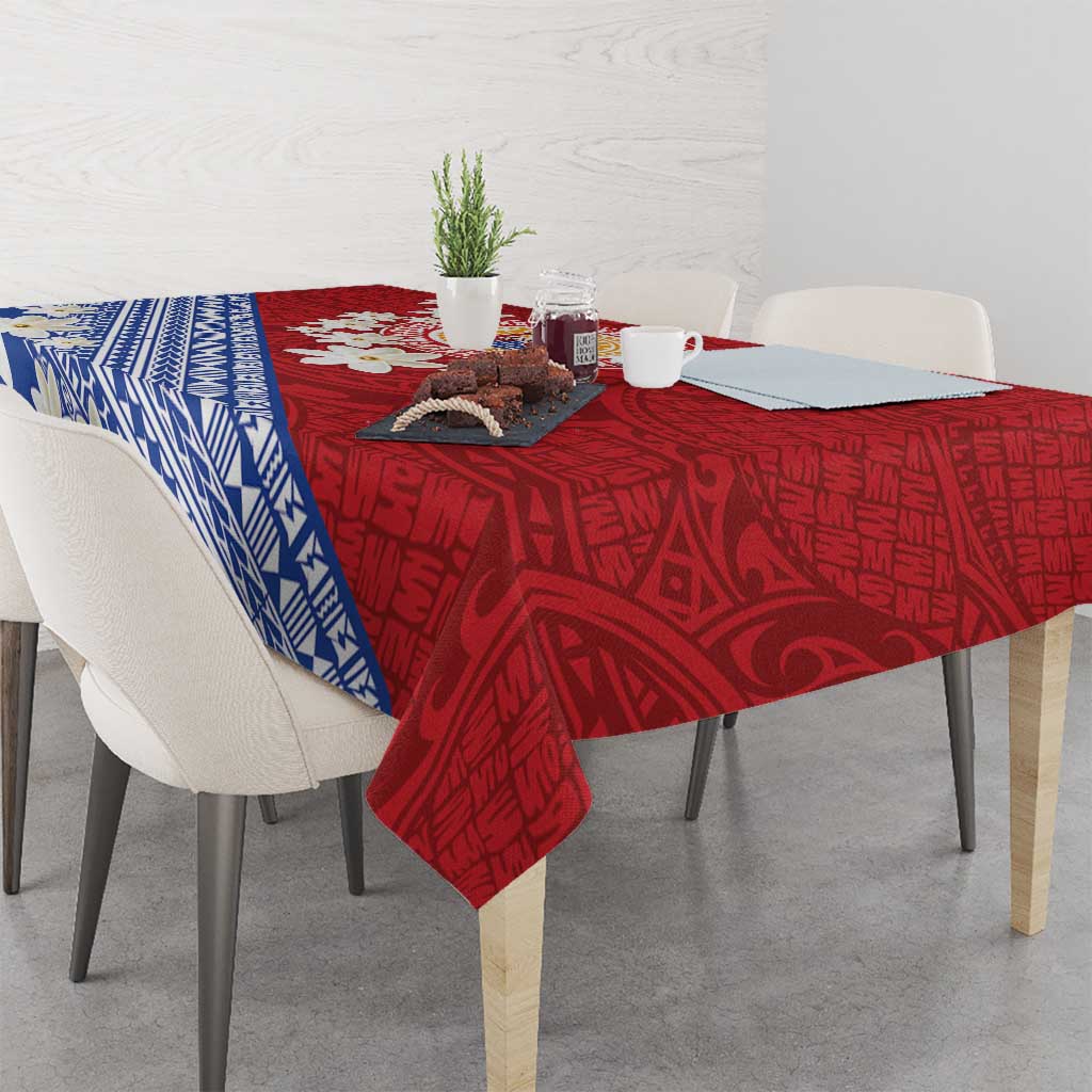French Polynesia Tablecloth Tahitian Tiare Flowers Tribal