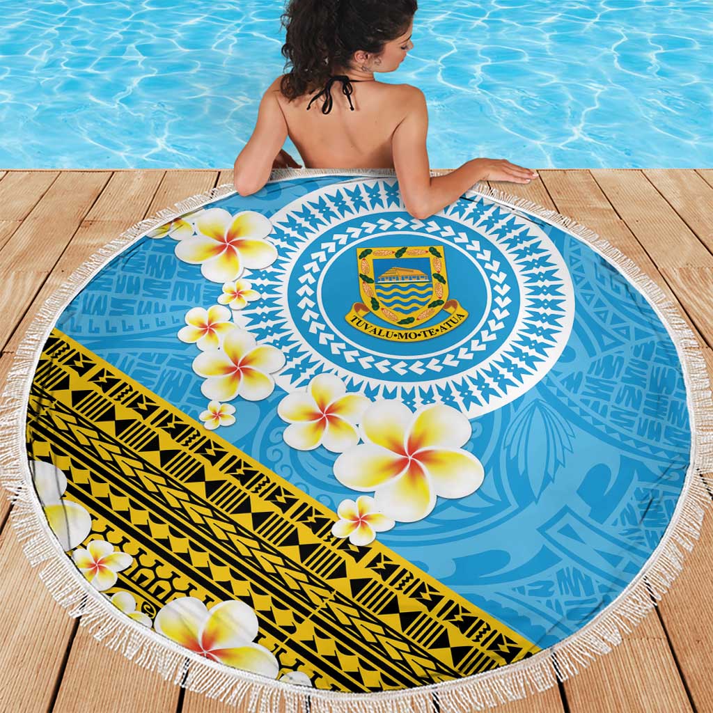 Tuvalu Plumeria Flowers Beach Blanket Polynesian Tribal Pattern LT9 - Polynesian Pride