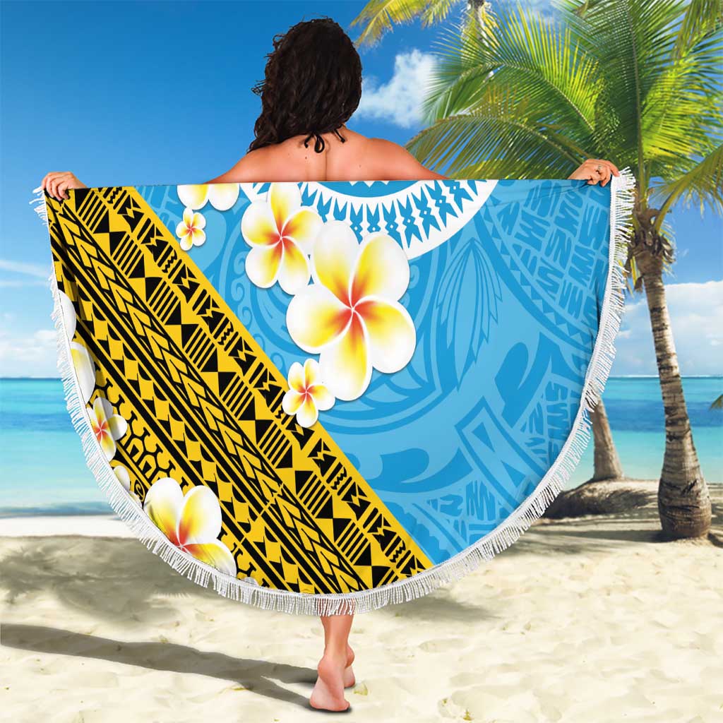 Tuvalu Plumeria Flowers Beach Blanket Polynesian Tribal Pattern LT9 - Polynesian Pride