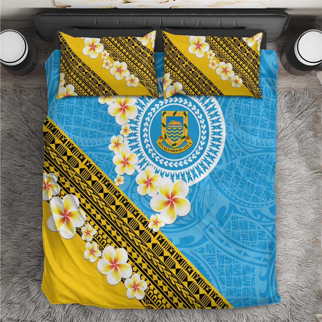 Tuvalu Plumeria Flowers Bedding Set Polynesian Tribal Pattern