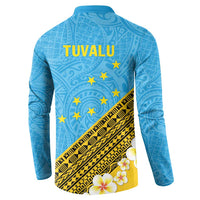 Tuvalu Plumeria Flowers Button Sweatshirt Polynesian Tribal Pattern LT9 - Polynesian Pride
