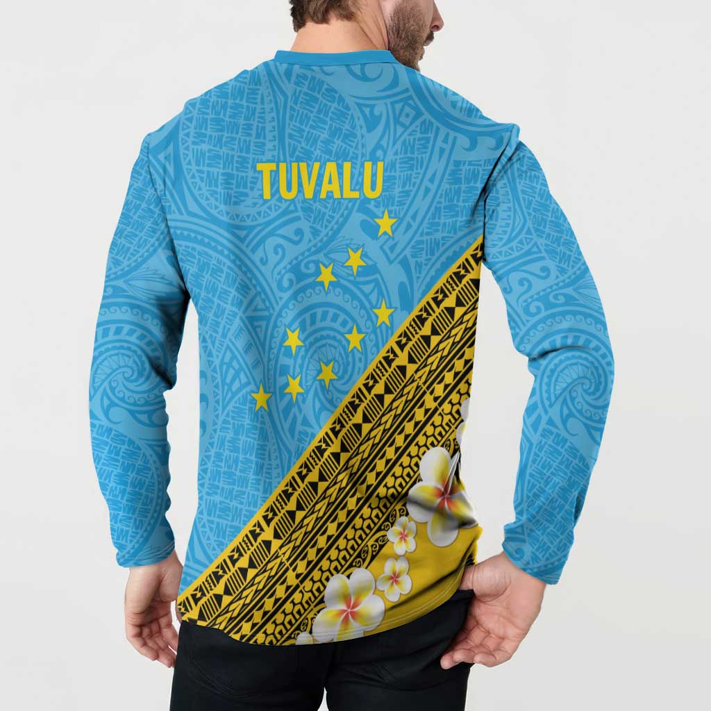 Tuvalu Plumeria Flowers Button Sweatshirt Polynesian Tribal Pattern LT9 - Polynesian Pride