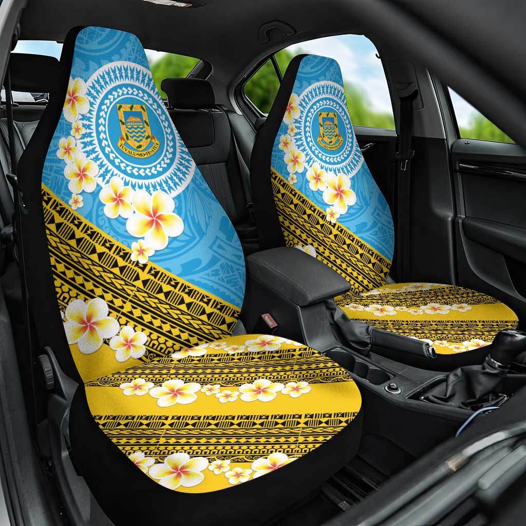 Tuvalu Plumeria Flowers Car Seat Cover Polynesian Tribal Pattern