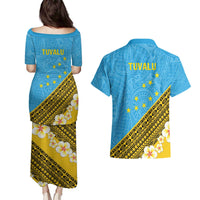 Tuvalu Plumeria Flowers Couples Matching Puletasi and Hawaiian Shirt Polynesian Tribal Pattern LT9 - Polynesian Pride