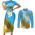 Tuvalu Plumeria Flowers Couples Matching Short Sleeve Bodycon Dress and Long Sleeve Button Shirt Polynesian Tribal Pattern