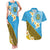 Tuvalu Plumeria Flowers Couples Matching Tank Maxi Dress and Hawaiian Shirt Polynesian Tribal Pattern