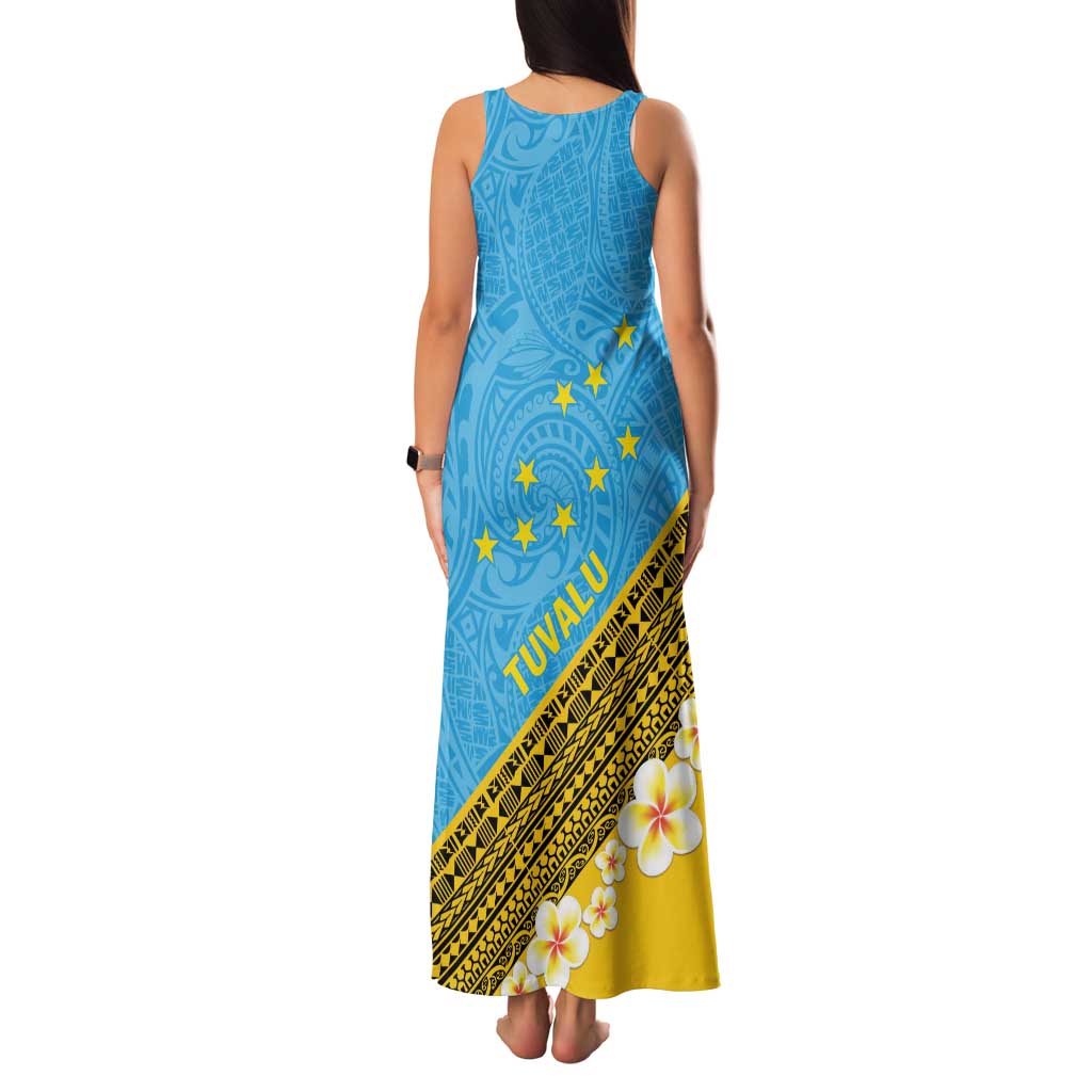 Tuvalu Plumeria Flowers Family Matching Tank Maxi Dress and Hawaiian Shirt Polynesian Tribal Pattern