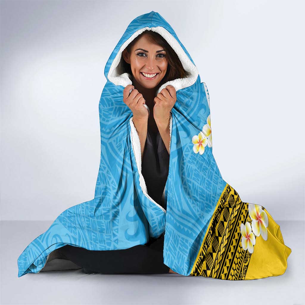 Tuvalu Plumeria Flowers Hooded Blanket Polynesian Tribal Pattern LT9 - Polynesian Pride