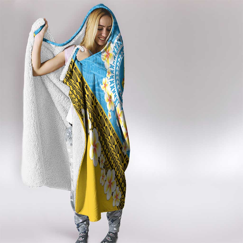 Tuvalu Plumeria Flowers Hooded Blanket Polynesian Tribal Pattern LT9 - Polynesian Pride