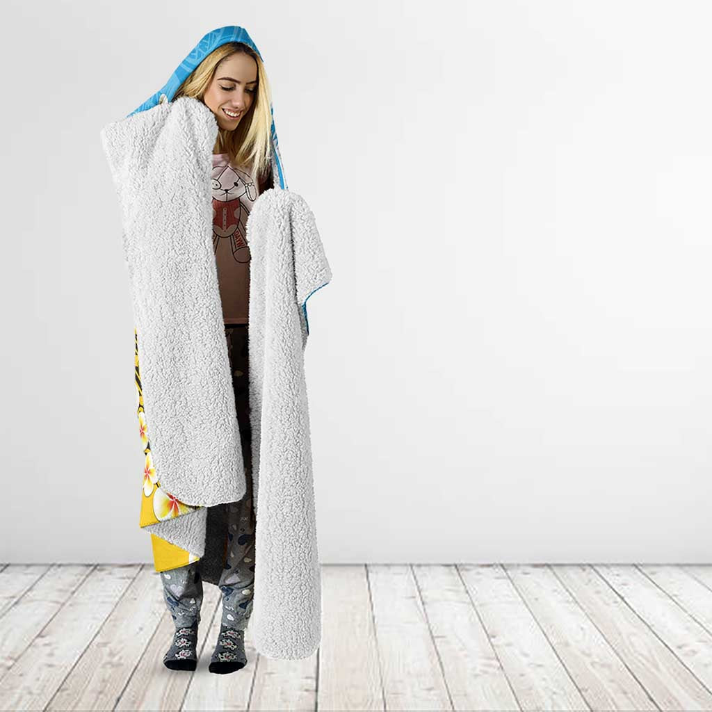 Tuvalu Plumeria Flowers Hooded Blanket Polynesian Tribal Pattern LT9 - Polynesian Pride
