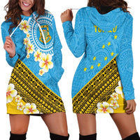 Tuvalu Plumeria Flowers Hoodie Dress Polynesian Tribal Pattern LT9 - Polynesian Pride