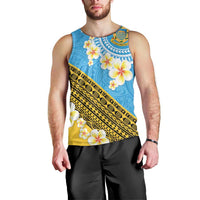 Tuvalu Plumeria Flowers Men Tank Top Polynesian Tribal Pattern LT9 - Polynesian Pride