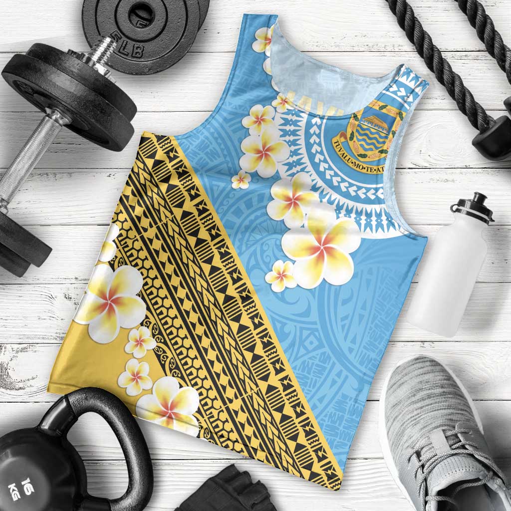 Tuvalu Plumeria Flowers Men Tank Top Polynesian Tribal Pattern LT9 - Polynesian Pride