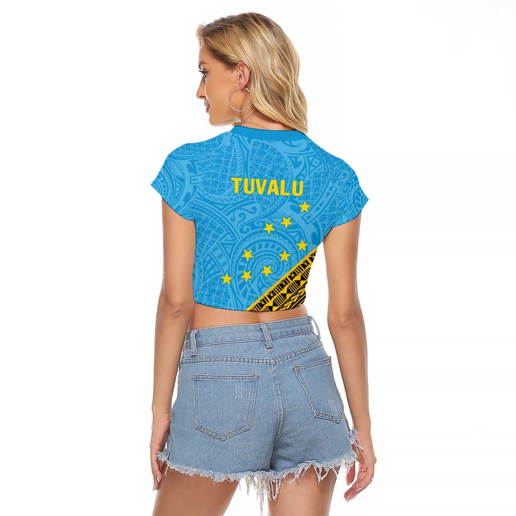 Tuvalu Plumeria Flowers Raglan Cropped T Shirt Polynesian Tribal Pattern LT9 - Polynesian Pride