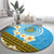 Tuvalu Plumeria Flowers Round Carpet Polynesian Tribal Pattern