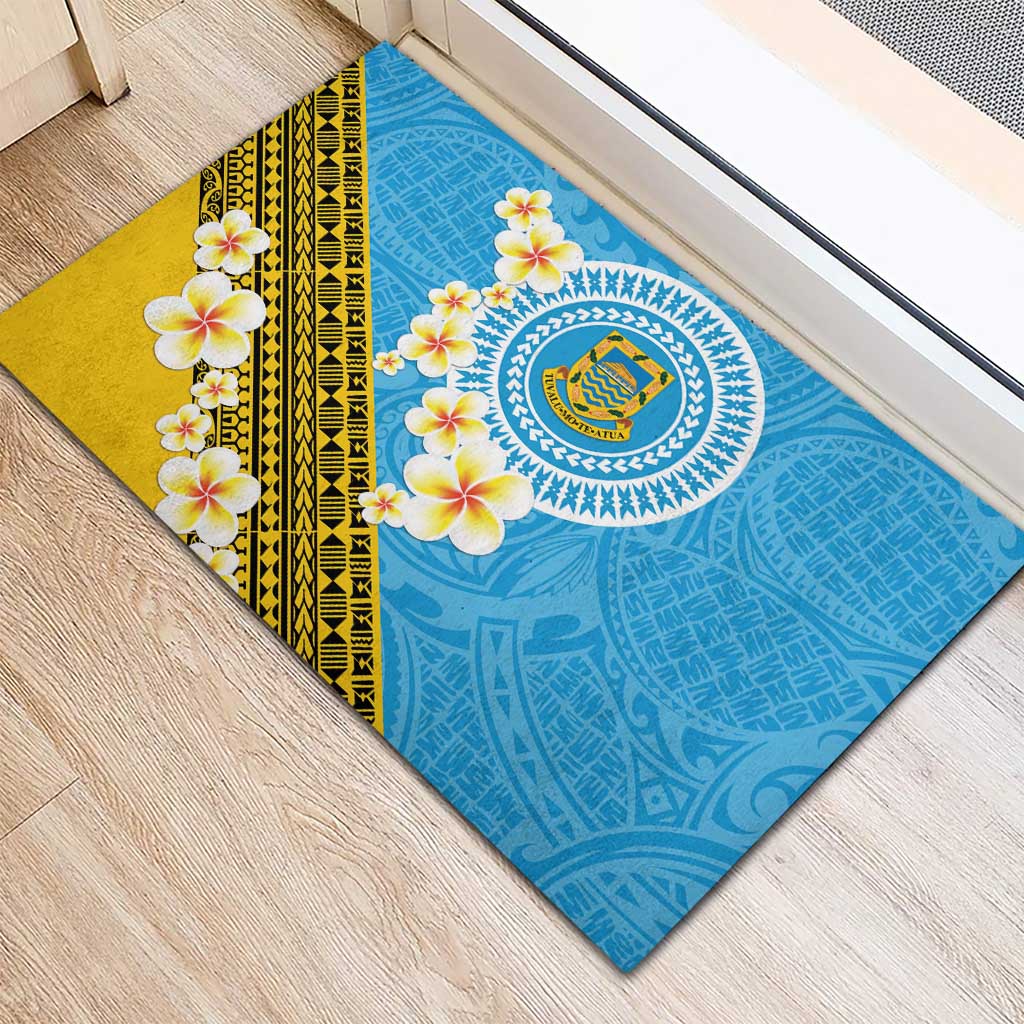 Tuvalu Plumeria Flowers Rubber Doormat Polynesian Tribal Pattern LT9 - Polynesian Pride