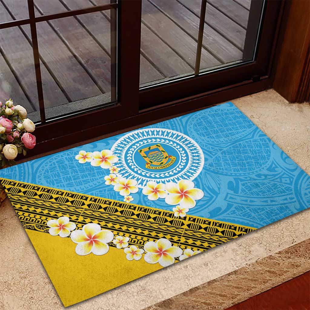 Tuvalu Plumeria Flowers Rubber Doormat Polynesian Tribal Pattern LT9 - Polynesian Pride