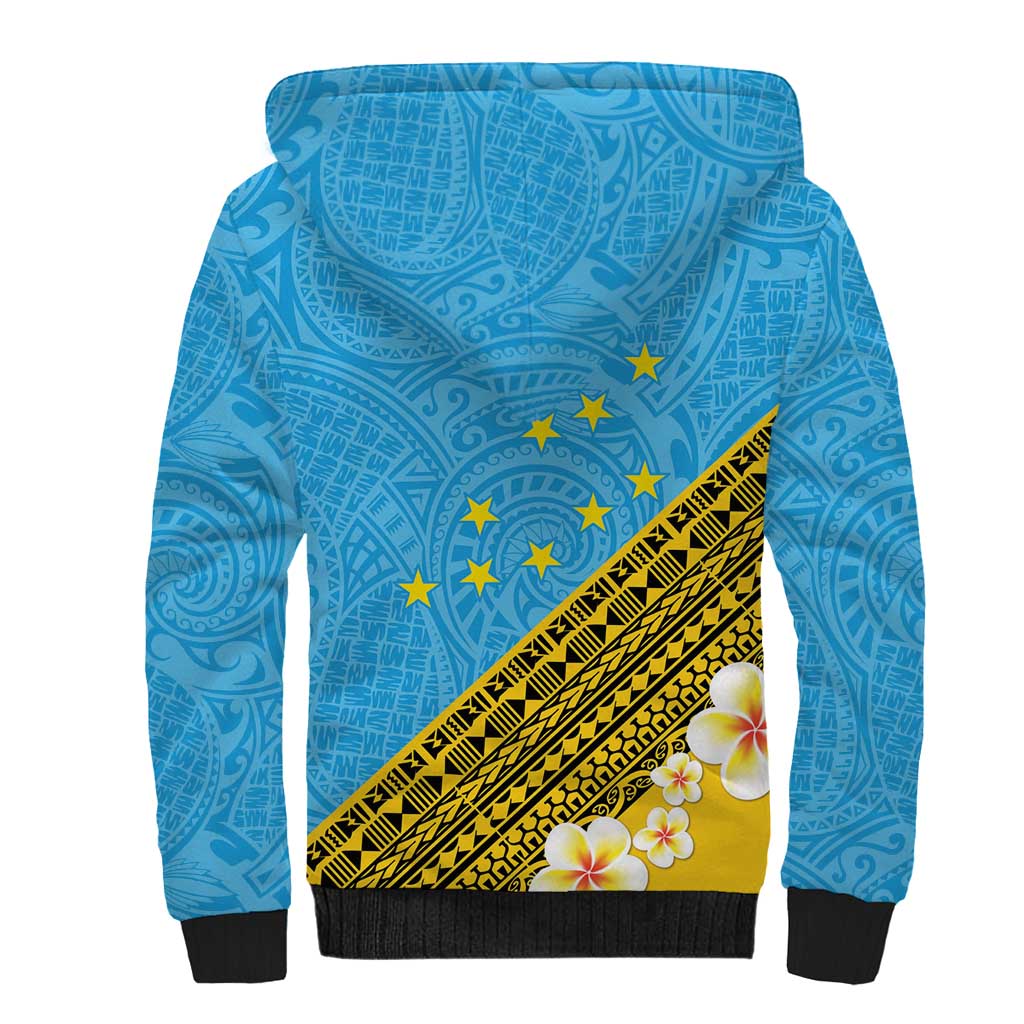 Tuvalu Plumeria Flowers Sherpa Hoodie Polynesian Tribal Pattern LT9 - Polynesian Pride