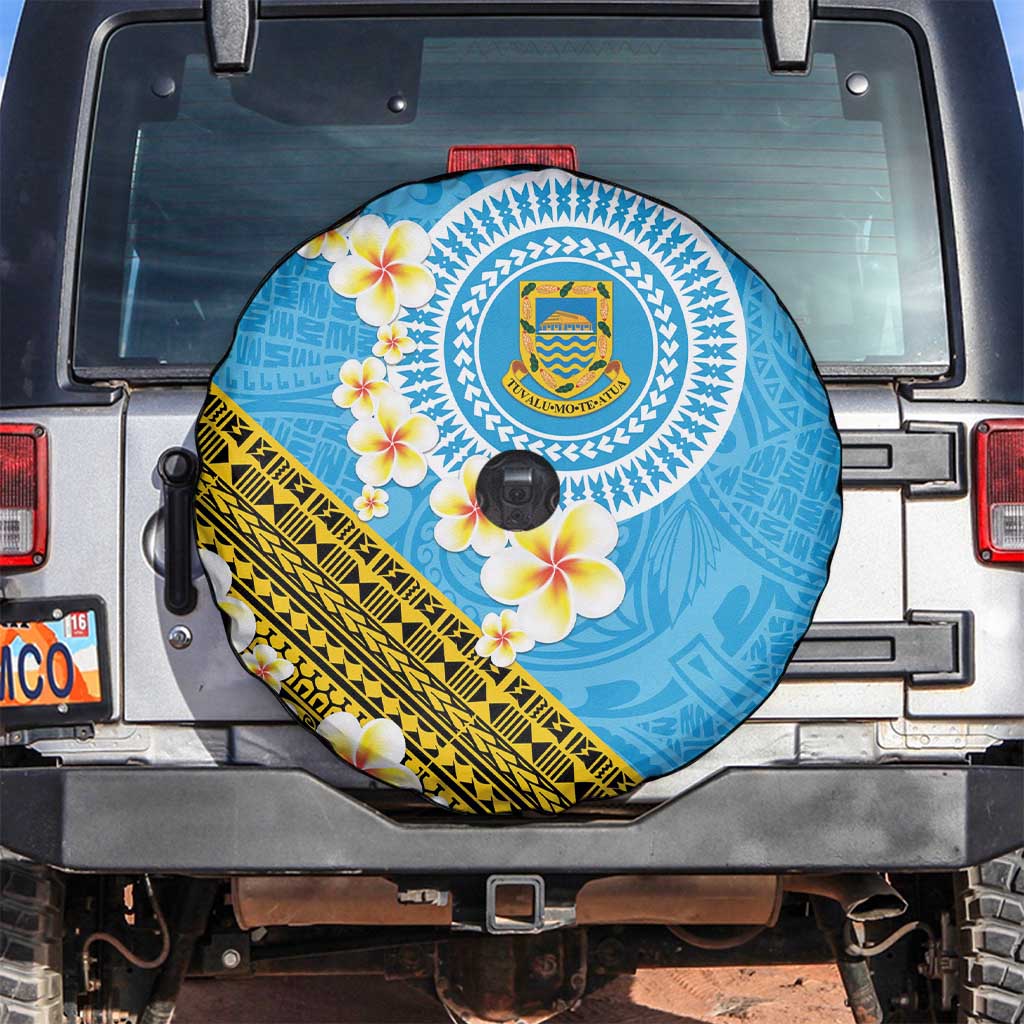 Tuvalu Plumeria Flowers Spare Tire Cover Polynesian Tribal Pattern