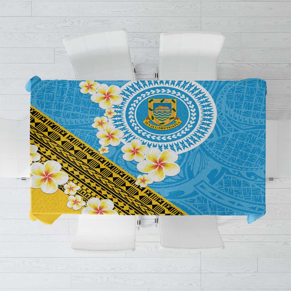 Tuvalu Plumeria Flowers Tablecloth Polynesian Tribal Pattern LT9 Blue - Polynesian Pride