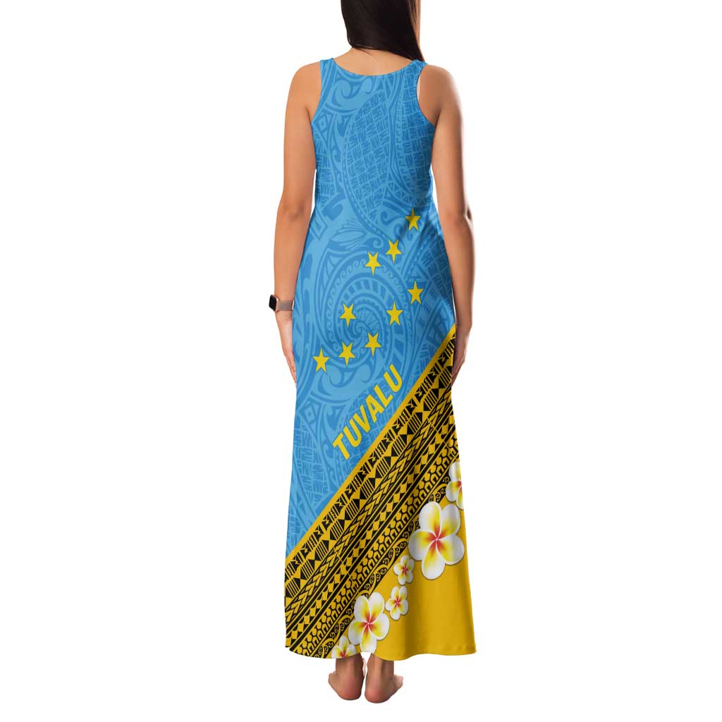 Tuvalu Plumeria Flowers Tank Maxi Dress Polynesian Tribal Pattern LT9 - Polynesian Pride
