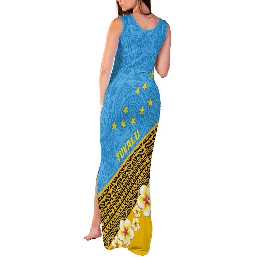 Tuvalu Plumeria Flowers Tank Maxi Dress Polynesian Tribal Pattern LT9 - Polynesian Pride