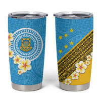Tuvalu Plumeria Flowers Tumbler Cup Polynesian Tribal Pattern LT9 Blue - Polynesian Pride