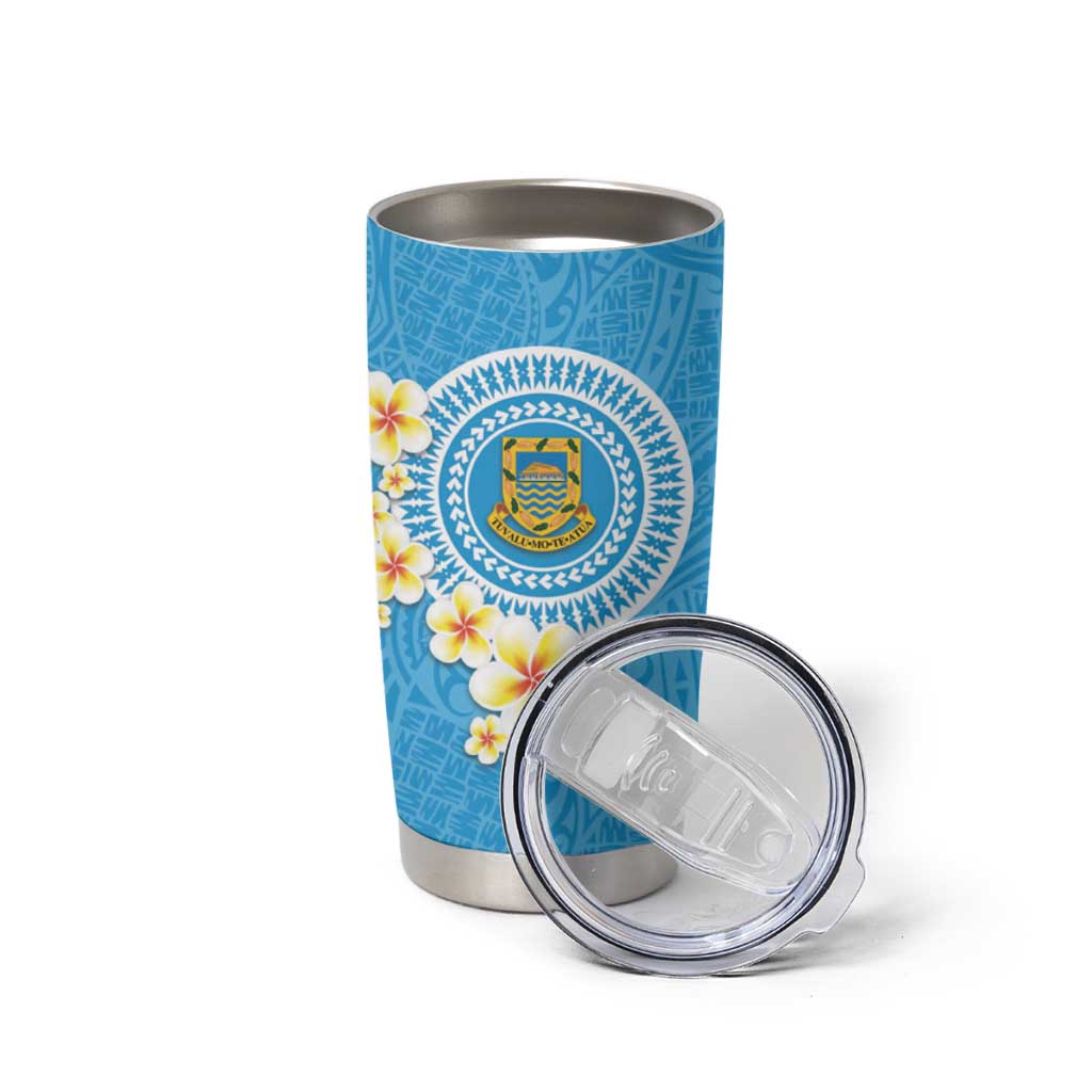Tuvalu Plumeria Flowers Tumbler Cup Polynesian Tribal Pattern LT9 - Polynesian Pride