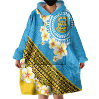 Tuvalu Plumeria Flowers Wearable Blanket Hoodie Polynesian Tribal Pattern LT9 - Polynesian Pride