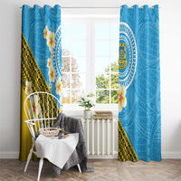 Tuvalu Plumeria Flowers Window Curtain Polynesian Tribal Pattern LT9 - Polynesian Pride