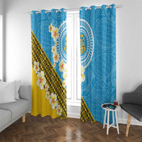 Tuvalu Plumeria Flowers Window Curtain Polynesian Tribal Pattern LT9 With Grommets Blue - Polynesian Pride