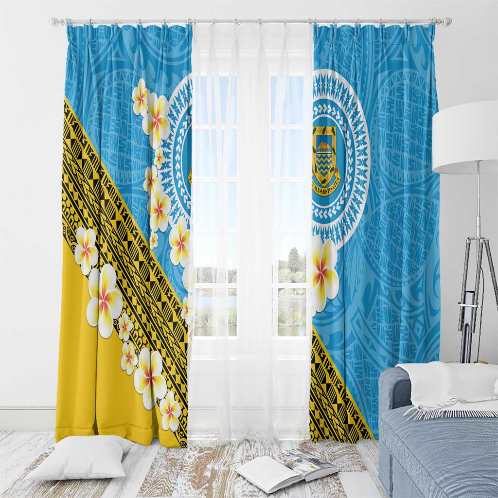 Tuvalu Plumeria Flowers Window Curtain Polynesian Tribal Pattern LT9 - Polynesian Pride