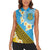 Tuvalu Plumeria Flowers Women Sleeveless Polo Shirt Polynesian Tribal Pattern