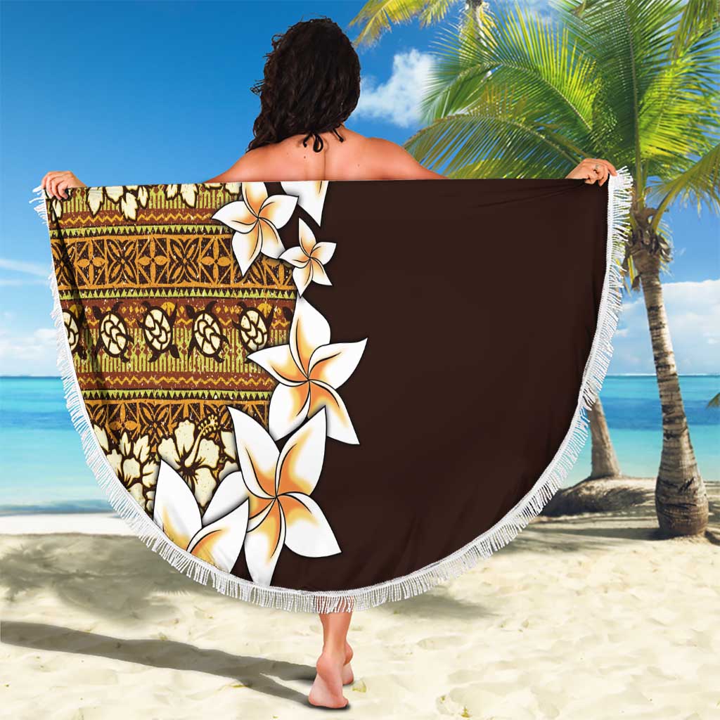 Vintage Hibiscus Turtle Pattern Beach Blanket with Plumeria Half Style LT9 - Polynesian Pride