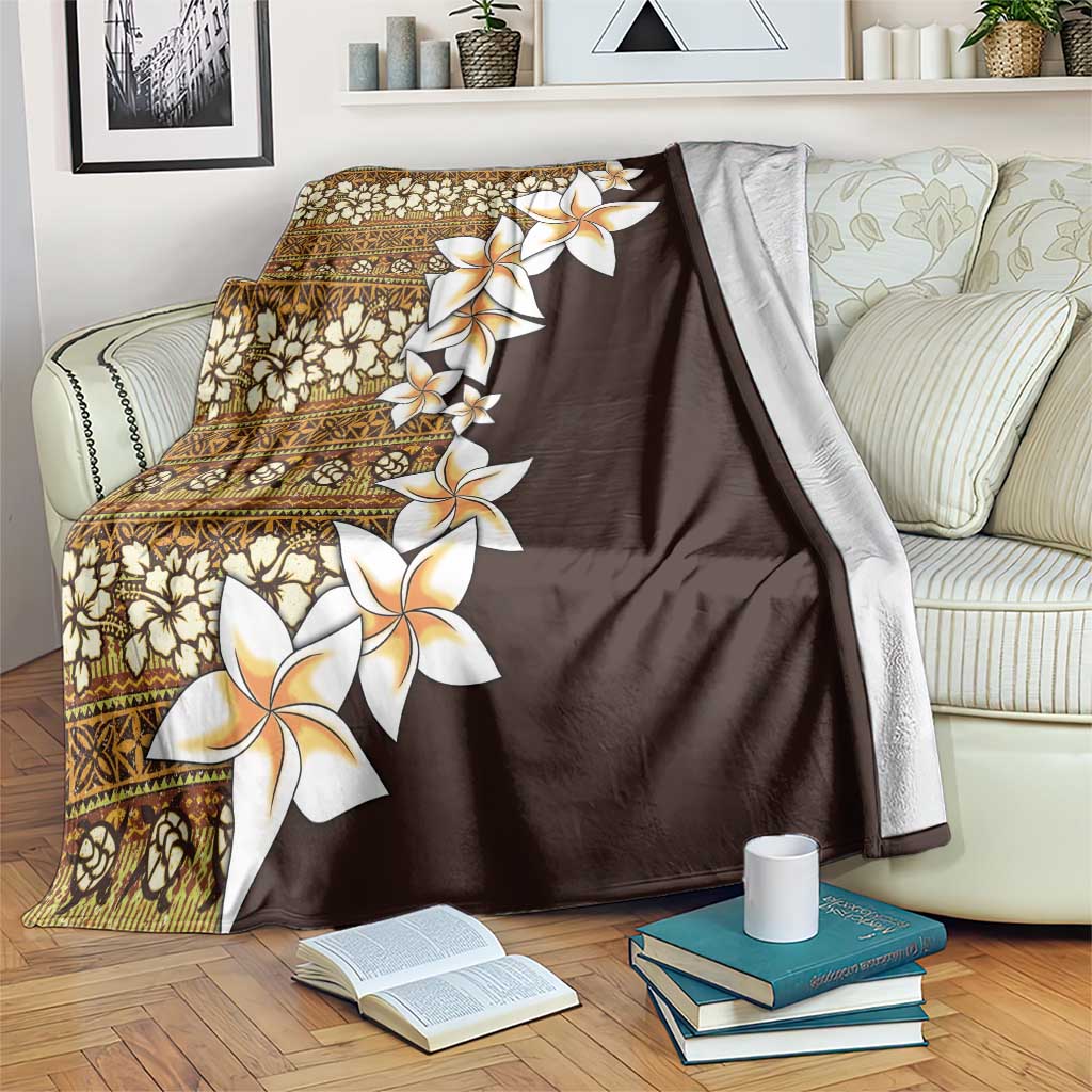 Vintage Hibiscus Turtle Pattern Blanket with Plumeria Half Style LT9 Gold - Polynesian Pride