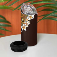 Vintage Hibiscus Turtle Pattern 4 in 1 Can Cooler Tumbler with Plumeria Half Style