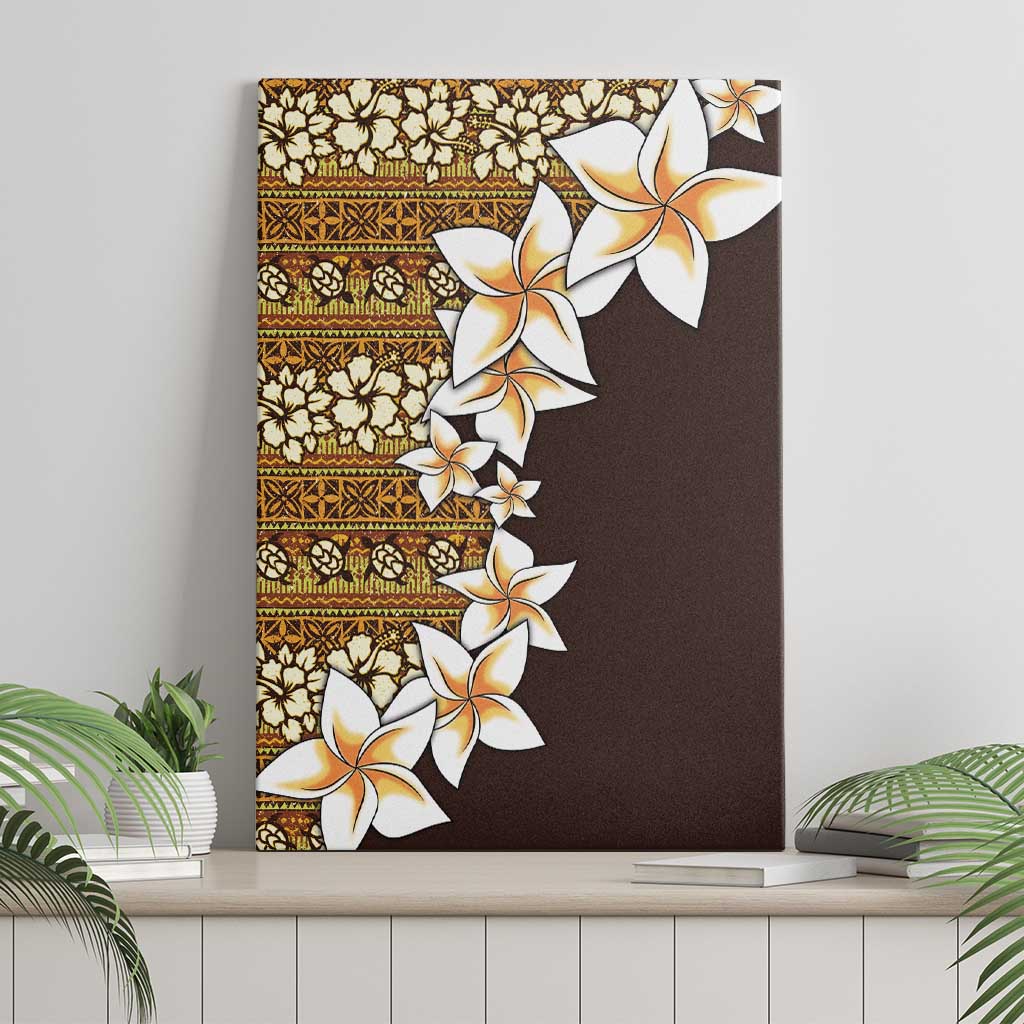 Vintage Hibiscus Turtle Pattern Canvas Wall Art with Plumeria Half Style LT9 - Polynesian Pride