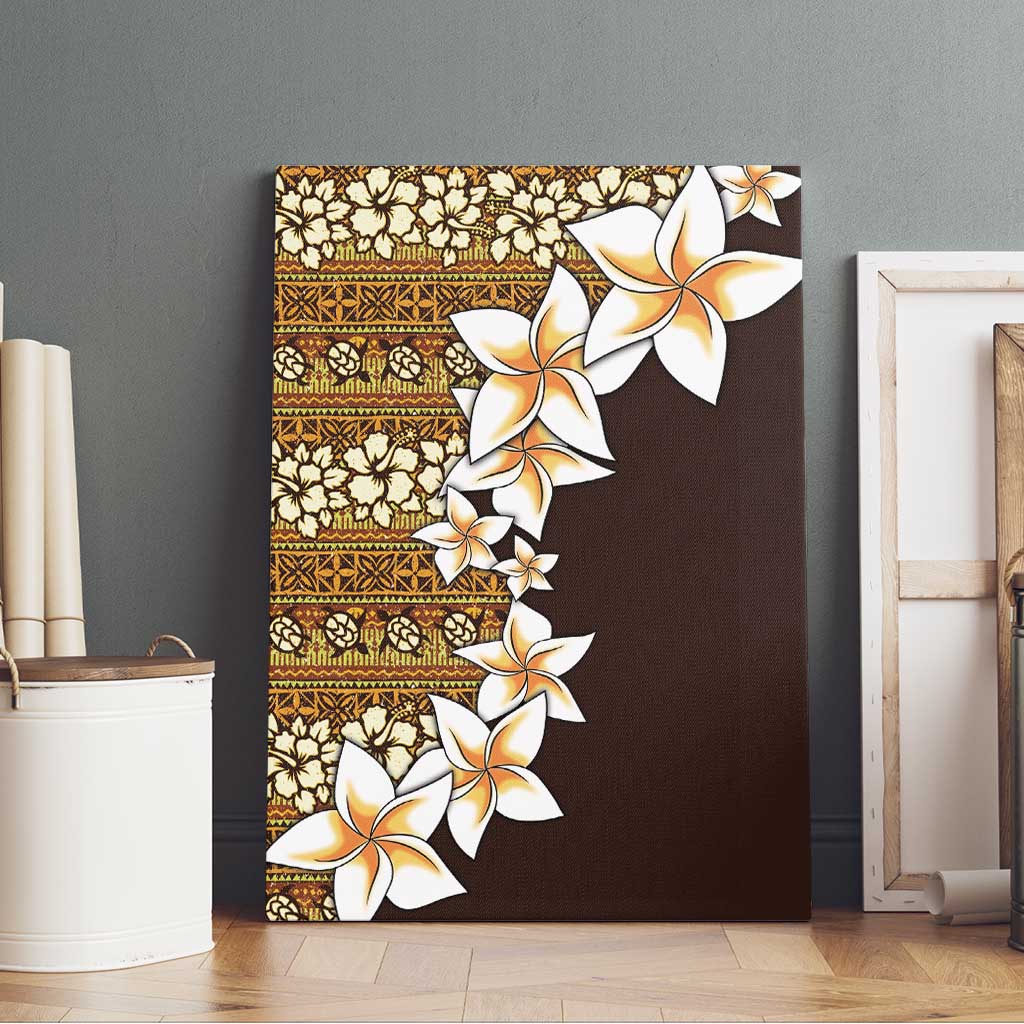 Vintage Hibiscus Turtle Pattern Canvas Wall Art with Plumeria Half Style LT9 - Polynesian Pride