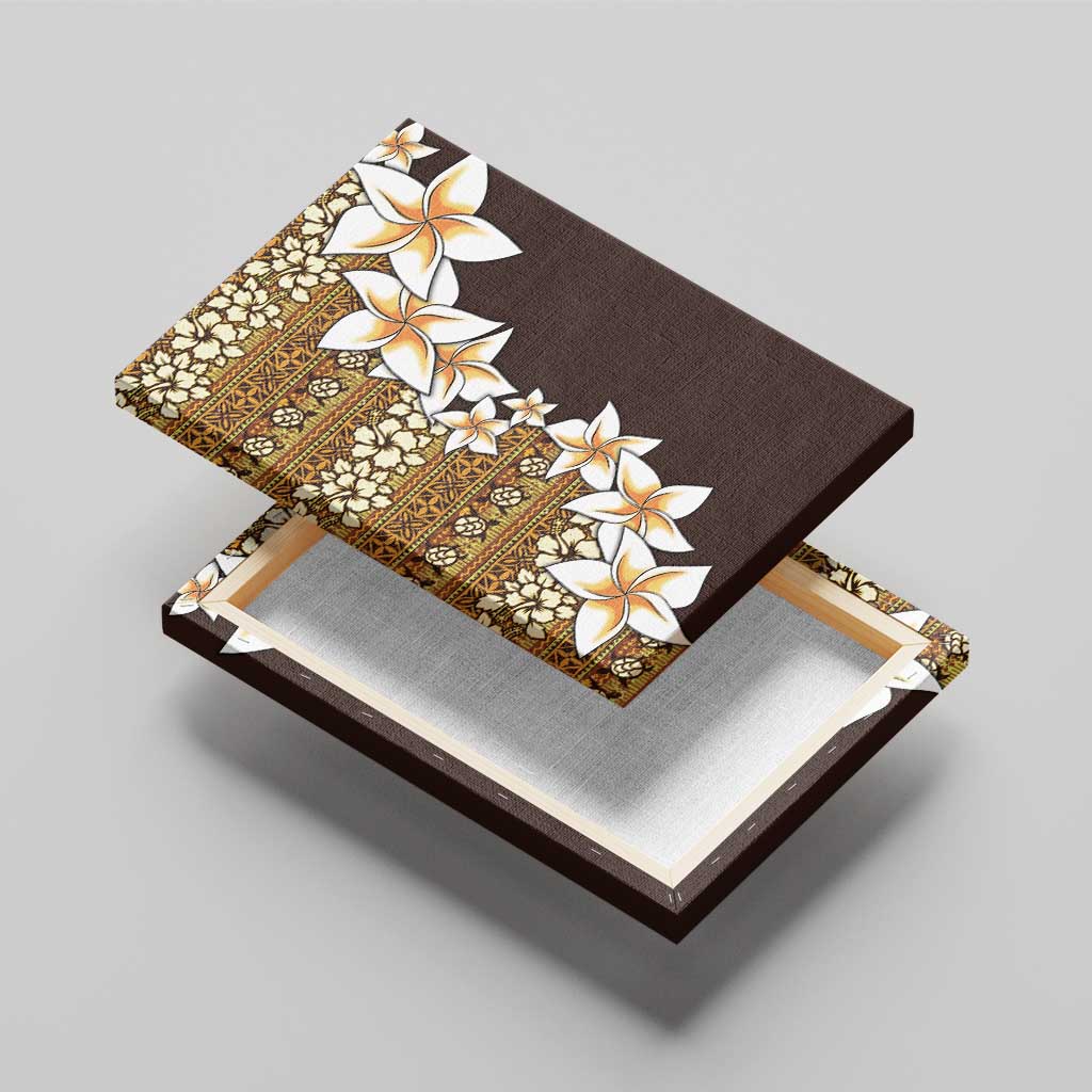 Vintage Hibiscus Turtle Pattern Canvas Wall Art with Plumeria Half Style LT9 - Polynesian Pride