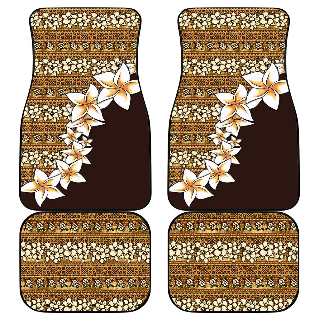 Vintage Hibiscus Turtle Pattern Car Mats with Plumeria Half Style LT9 - Polynesian Pride