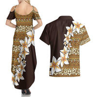 Vintage Hibiscus Turtle Pattern Couples Matching Summer Maxi Dress and Hawaiian Shirt with Plumeria Half Style