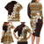 Vintage Hibiscus Turtle Pattern Family Matching Long Sleeve Bodycon Dress and Hawaiian Shirt with Plumeria Half Style